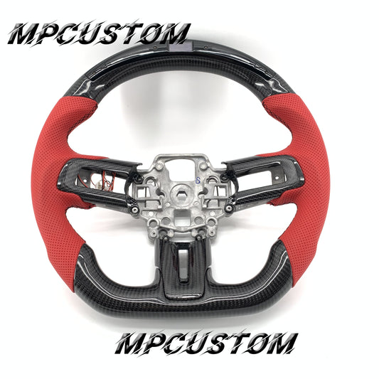 Mpcustom for Ford Mustang 2018-2022 carbon fiber steering wheel led and black stitching