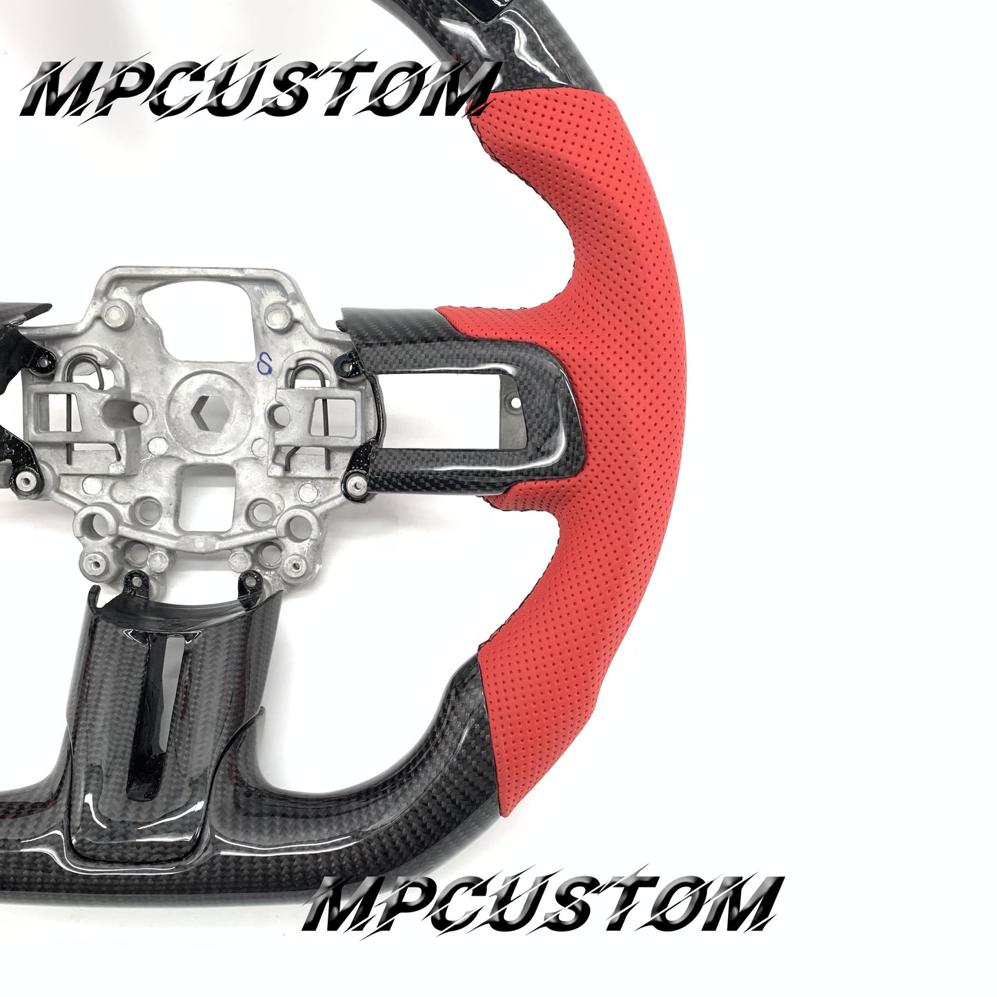 Mpcustom for Ford Mustang 2018-2022 carbon fiber steering wheel led and black stitching