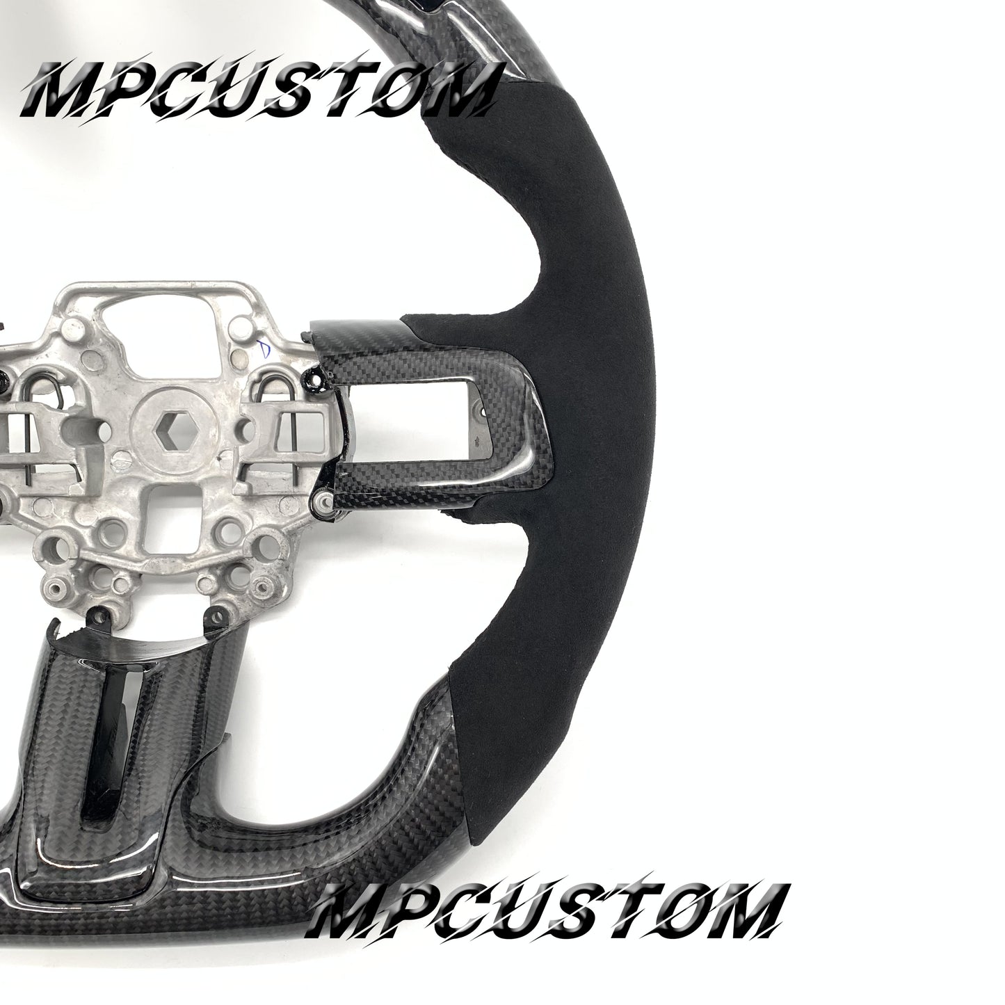 Mpcustom for Ford Mustang 2018-2022 carbon fiber steering wheel yellow stripe line and black stitching