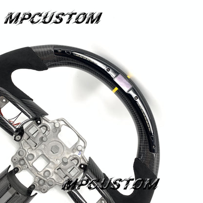 Mpcustom for Ford Mustang 2018-2022 carbon fiber steering wheel led and yellow stripe line
