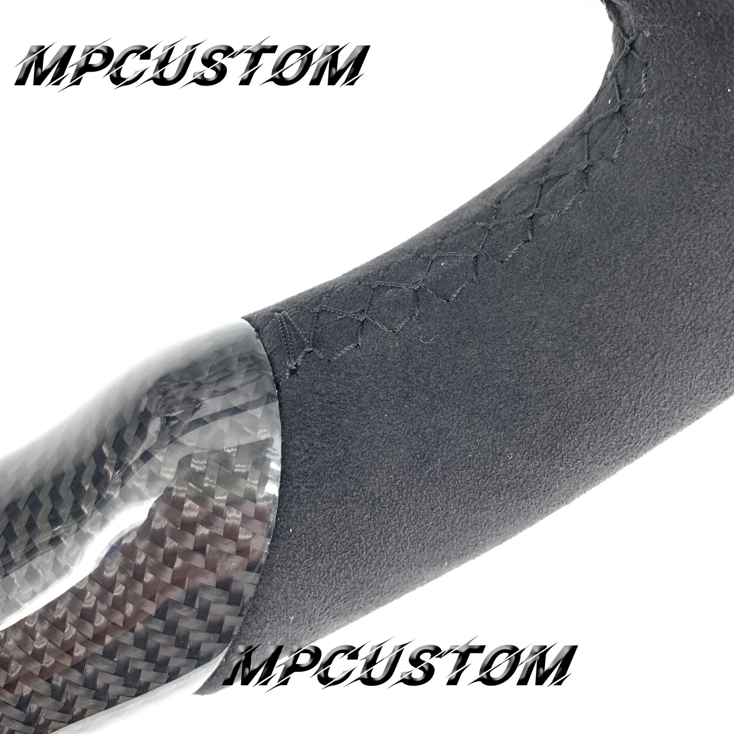 Mpcustom for Ford Mustang 2018-2022 carbon fiber steering wheel yellow stripe line and black stitching