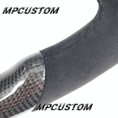 Mpcustom for Ford Mustang 2018-2022 carbon fiber steering wheel yellow stripe line and black stitching