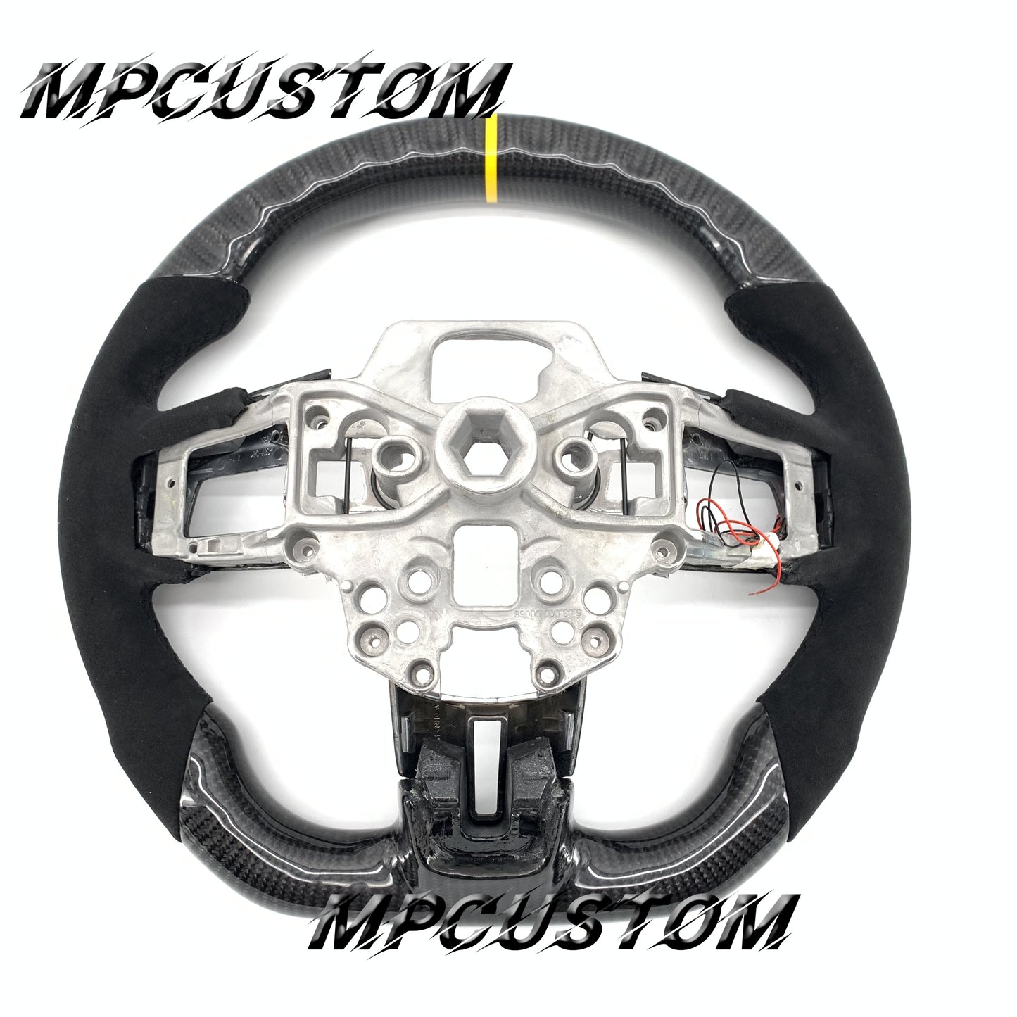 Mpcustom for Ford Mustang 2018-2022 carbon fiber steering wheel led and yellow stripe line