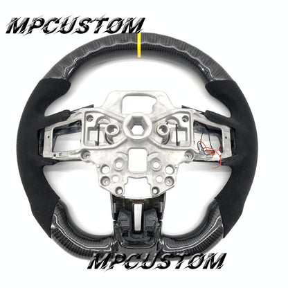 Mpcustom for Ford Mustang 2018-2022 carbon fiber steering wheel led and yellow stripe line