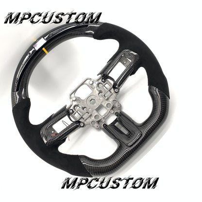 Mpcustom for Ford Mustang 2018-2022 carbon fiber steering wheel yellow stripe line and black stitching