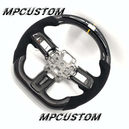 Mpcustom for Ford Mustang 2018-2022 carbon fiber steering wheel led and yellow stripe line