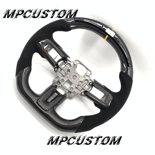 Mpcustom for Ford Mustang 2018-2022 carbon fiber steering wheel led and yellow stripe line