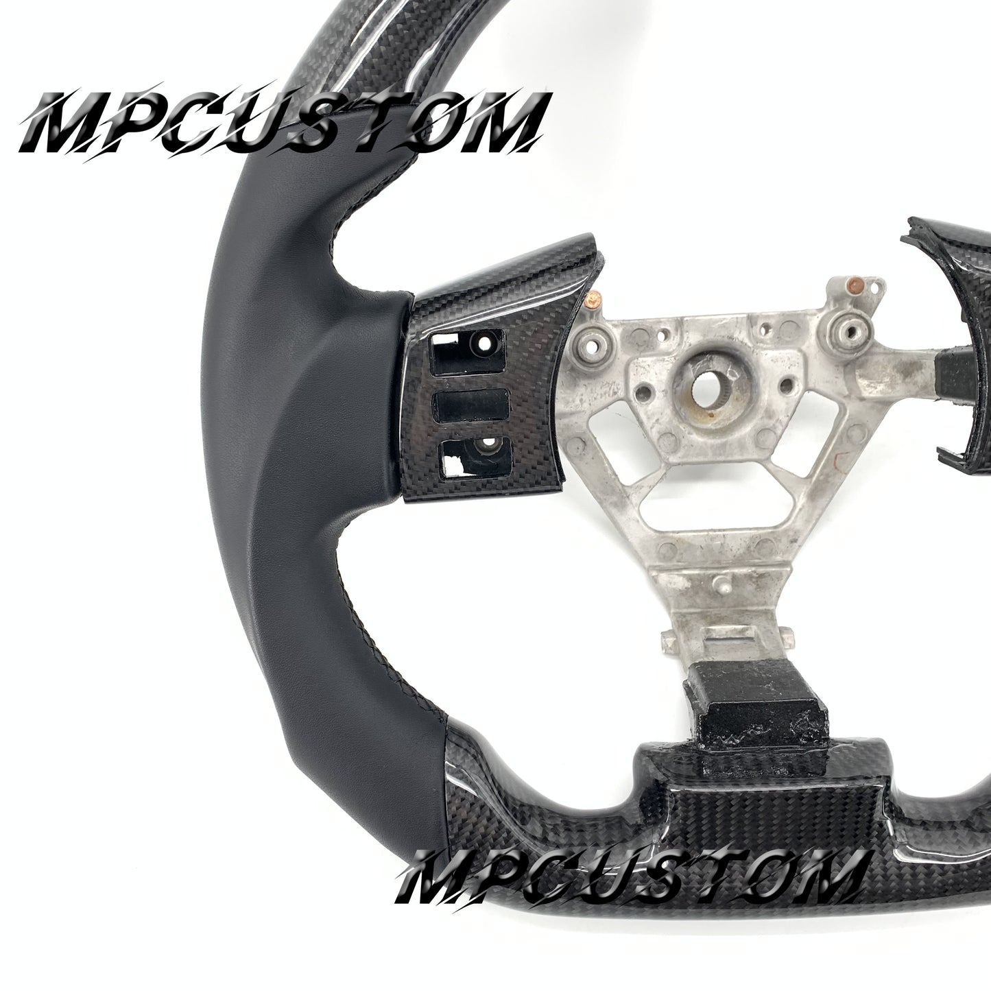 Mpcustom for Nissan 350z 2002-2009 carbon fiber steering wheel gloss and round top