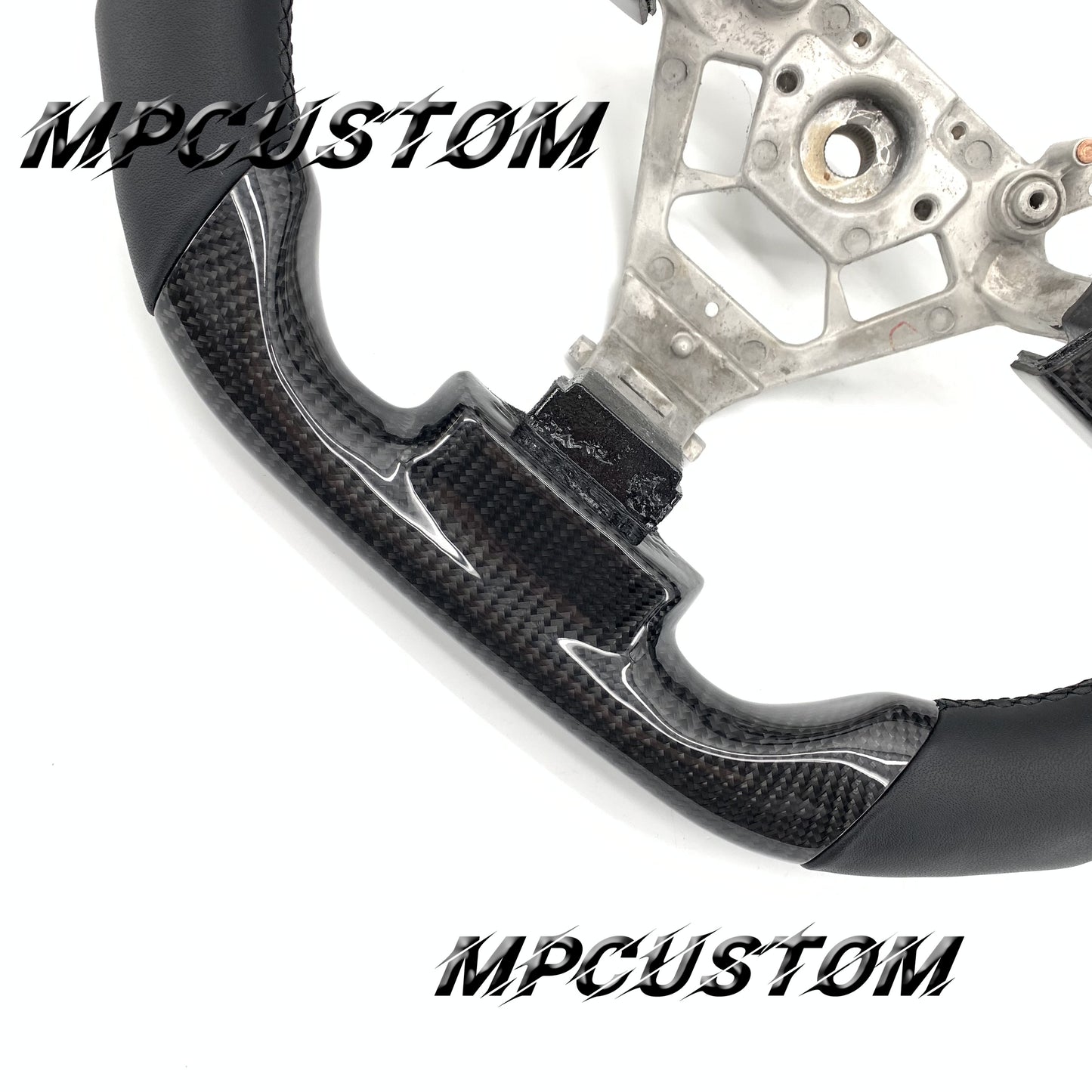 Mpcustom for Nissan 350z 2002-2009 carbon fiber steering wheel gloss and round top