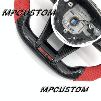 Mpcustom for Mercedes Benz 808AMG /W205 AMG carbon fiber steering wheel perforated leather and gloss