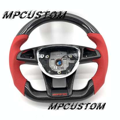 Mpcustom for Mercedes Benz 808AMG /W205 AMG carbon fiber steering wheel perforated leather and round top
