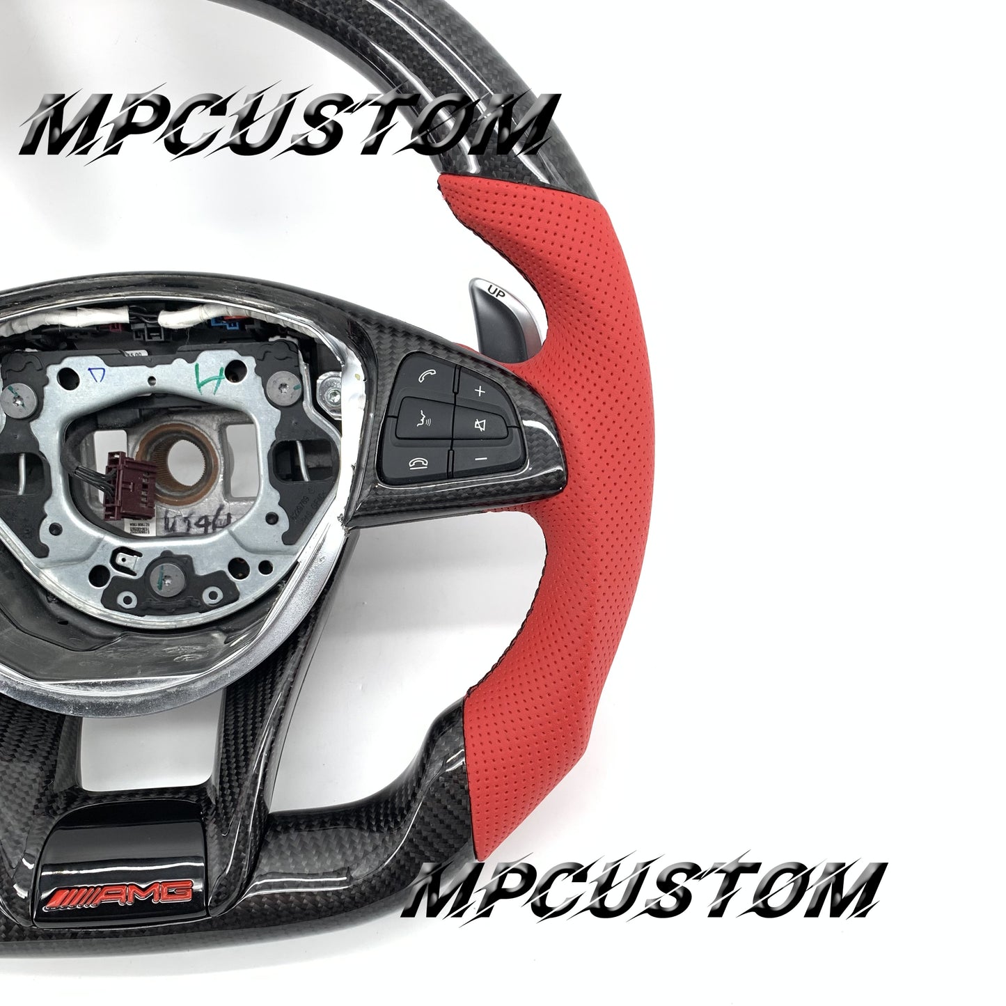 Mpcustom for Mercedes Benz 808AMG /W205 AMG carbon fiber steering wheel perforated leather and flat bottom