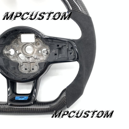 Mpcustom for Volkswagen MK7 2015-2019 carbon fiber steering wheel blue stitching and gloss