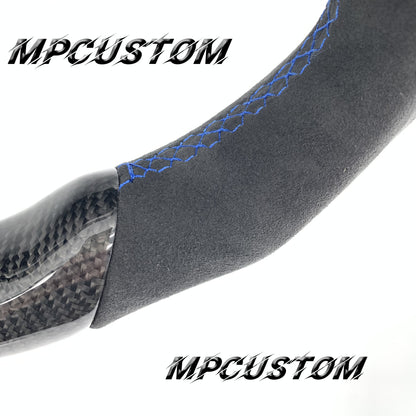 Mpcustom for Volkswagen MK7 2015-2019 carbon fiber steering wheel blue stitching and gloss