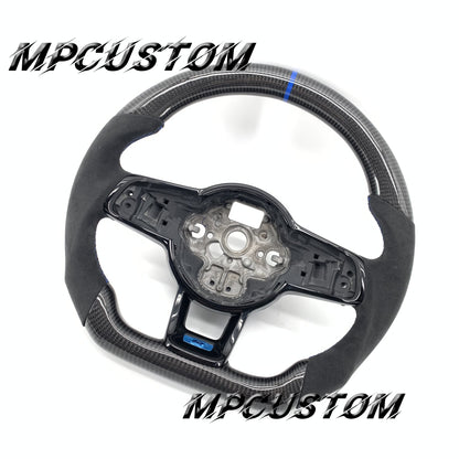 Mpcustom for Volkswagen MK7 2015-2019 carbon fiber steering wheel blue stitching and gloss