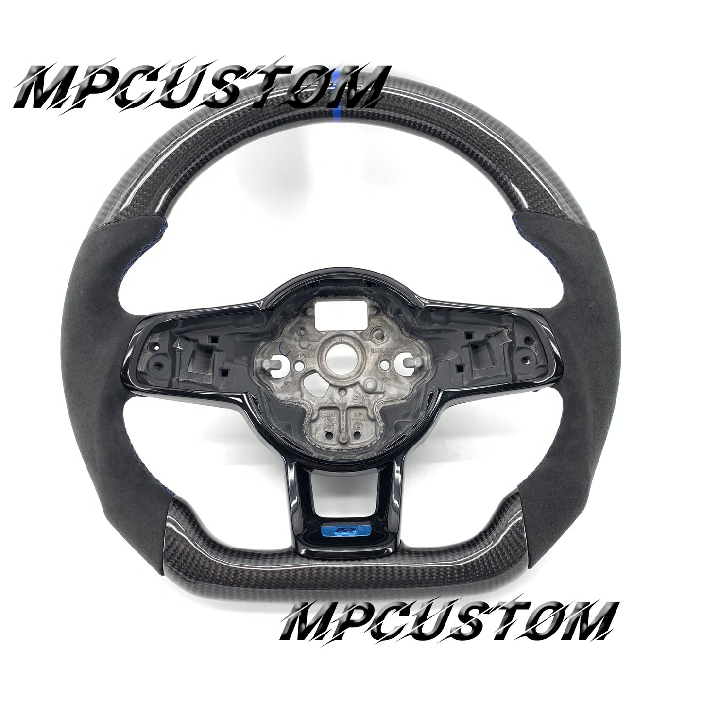 Mpcustom for Volkswagen MK7 2015-2019 carbon fiber steering wheel blue stitching and round top