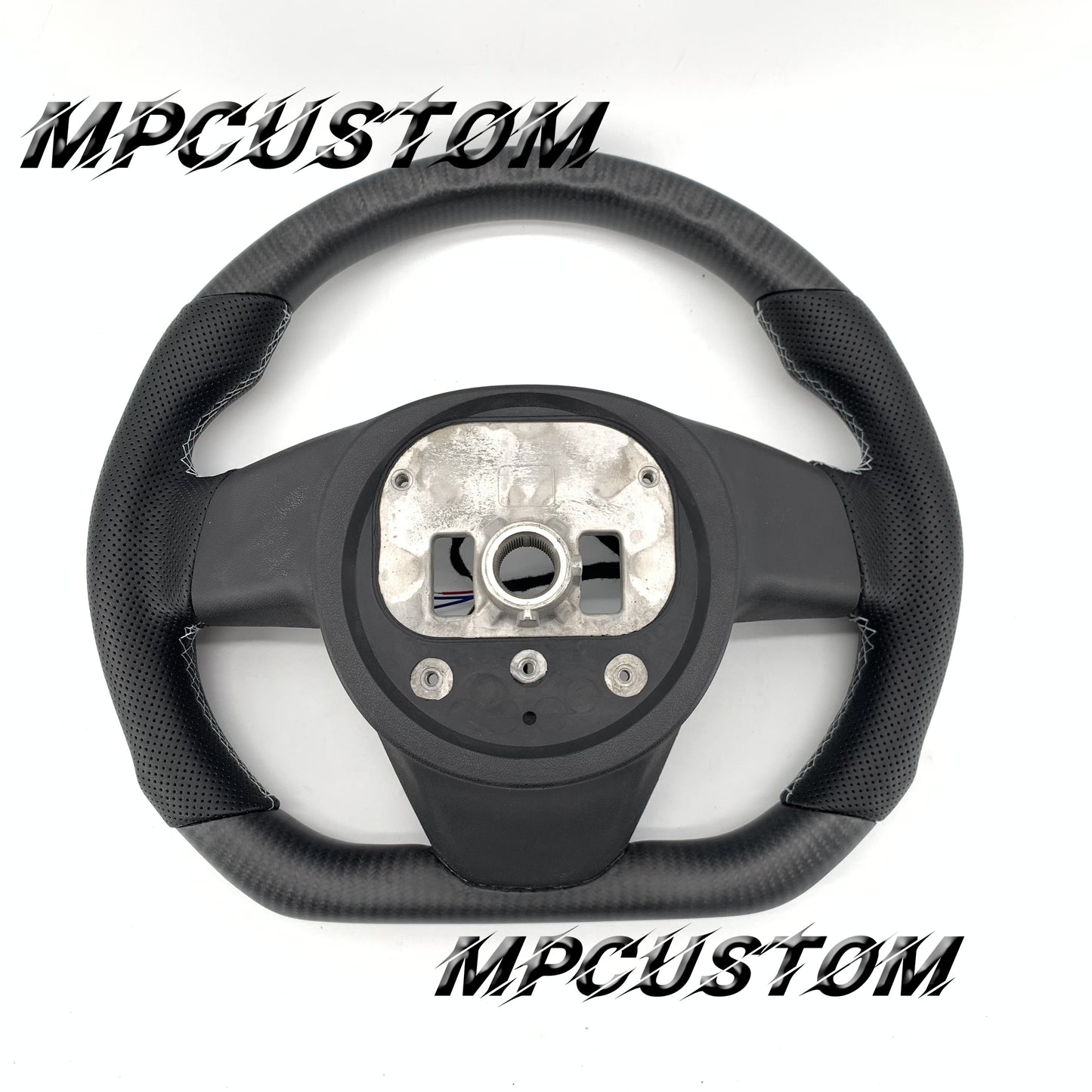 Mpcustom for Tesla new model S carbon fiber steering wheel matte and white stitching
