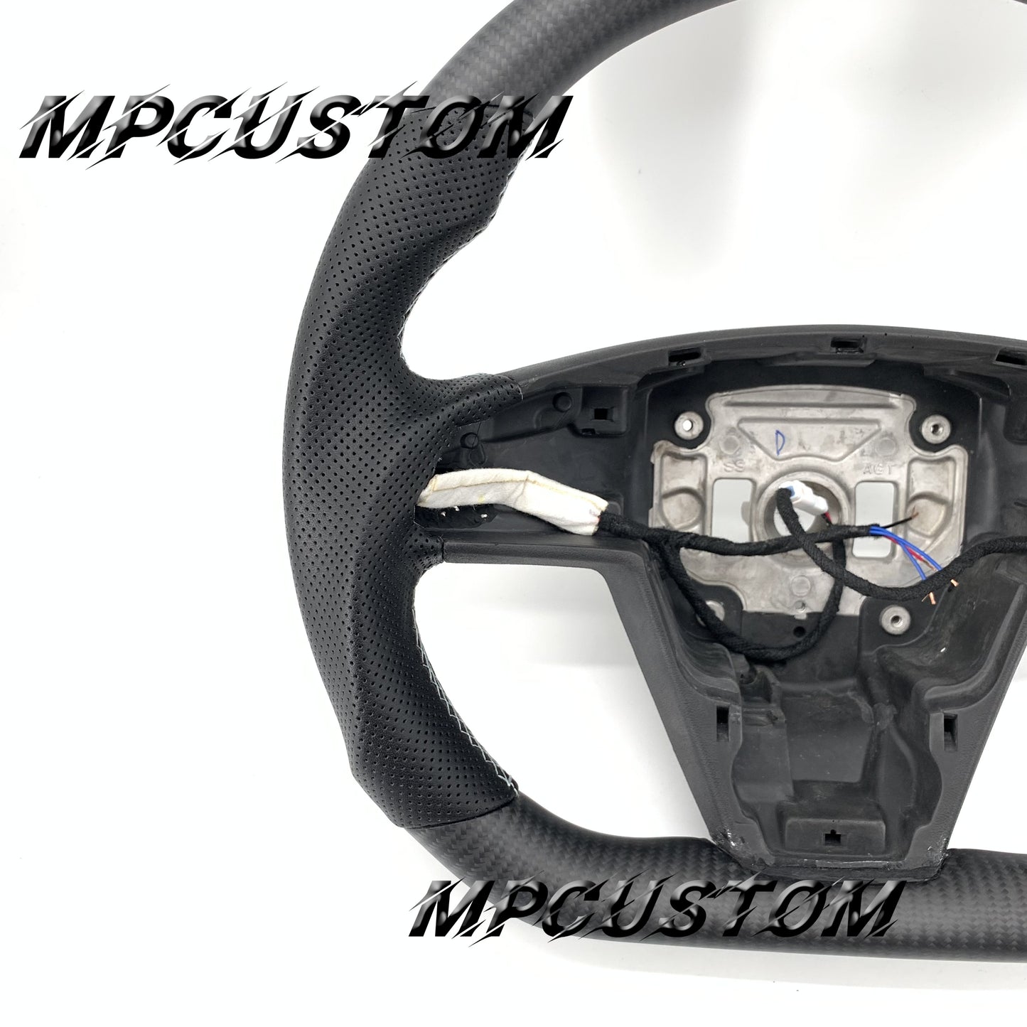 Mpcustom for Tesla new model S carbon fiber steering wheel white stitching