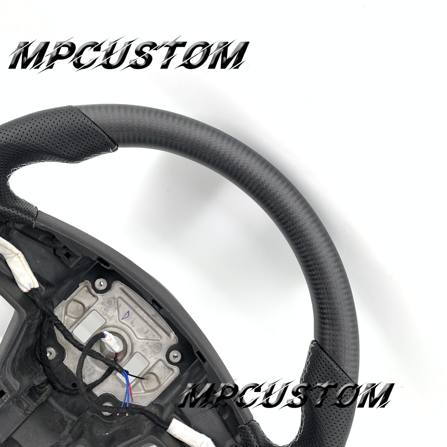 Mpcustom for Tesla new model S carbon fiber steering wheel matte and white stitching