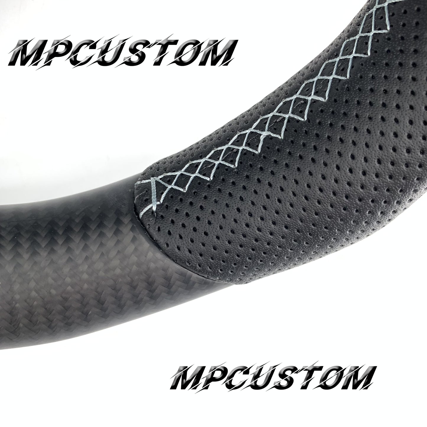Mpcustom for Tesla new model S carbon fiber steering wheel matte and white stitching