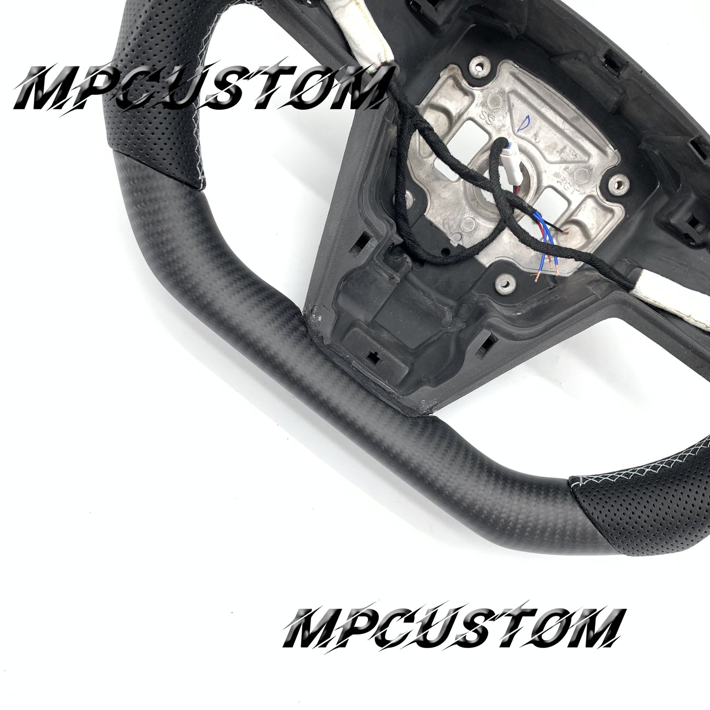 Mpcustom for Tesla new model S carbon fiber steering wheel matte and white stitching
