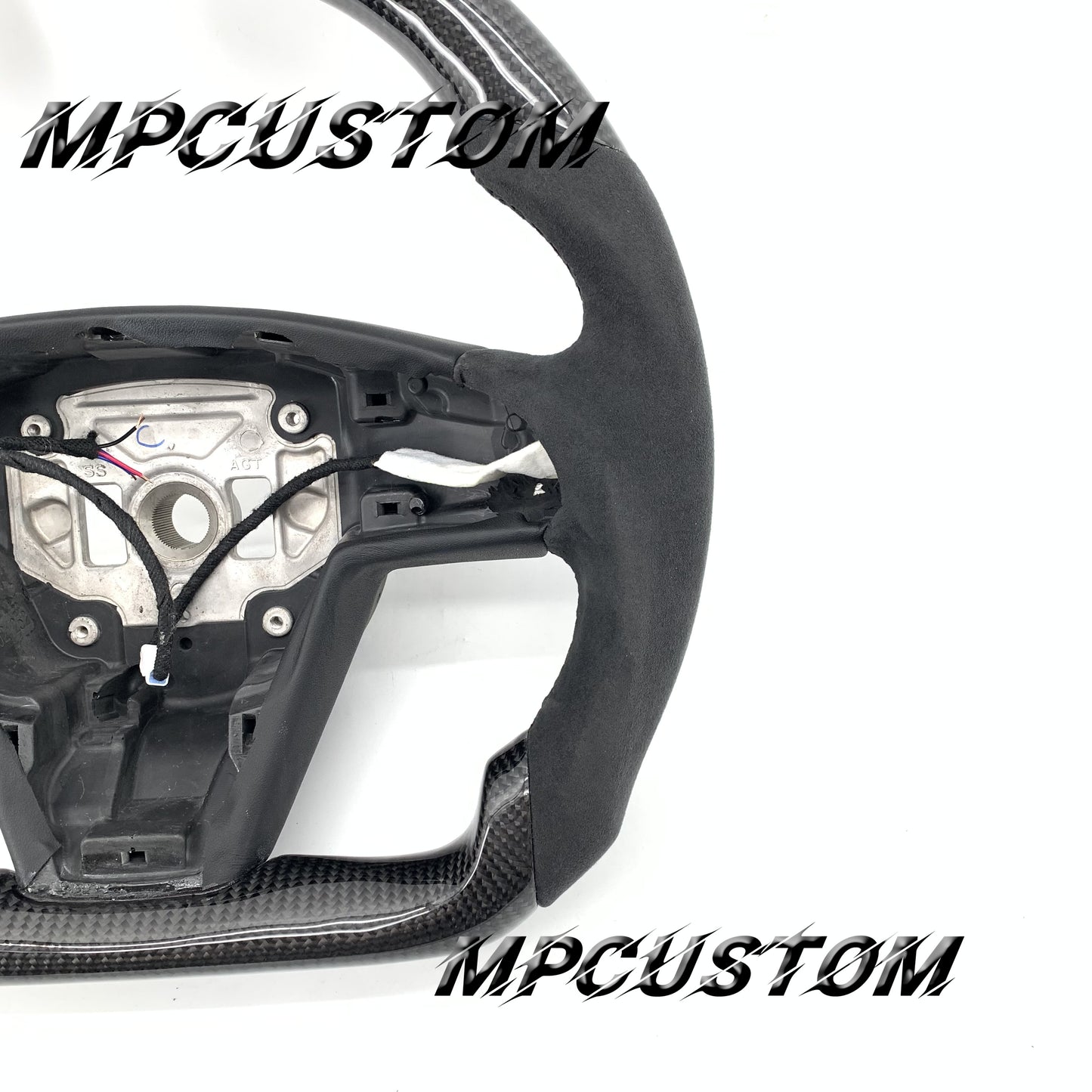 Mpcustom for Tesla new model S carbon fiber steering wheel white stitching