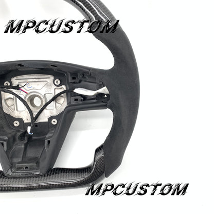 Mpcustom for Tesla new model S carbon fiber steering wheel white stitching