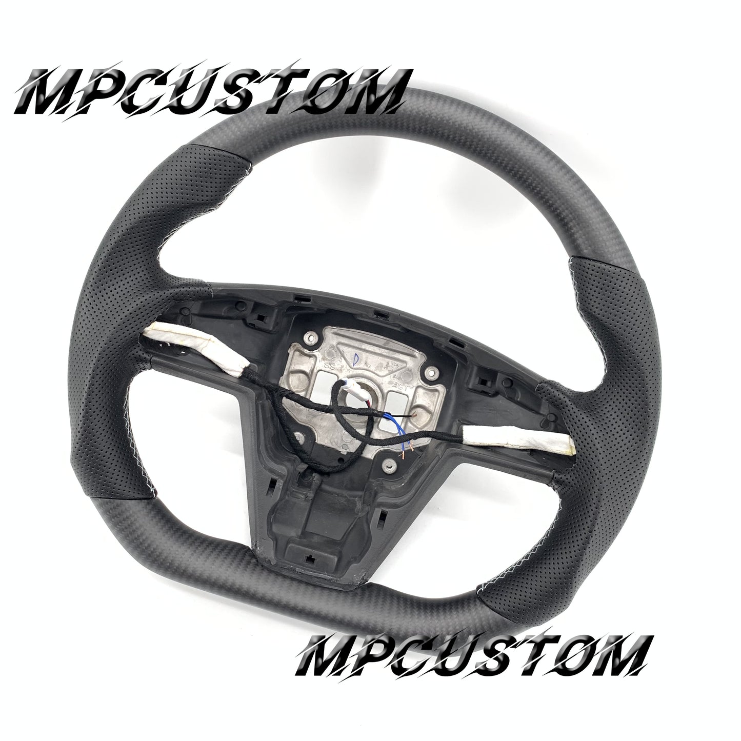 Mpcustom for Tesla new model S carbon fiber steering wheel white stitching