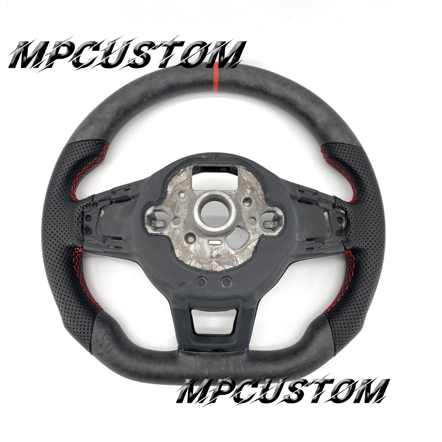 Mpcustom for Volkswagen MK7 2015-2019 carbon fiber steering wheel red stripe line and round top