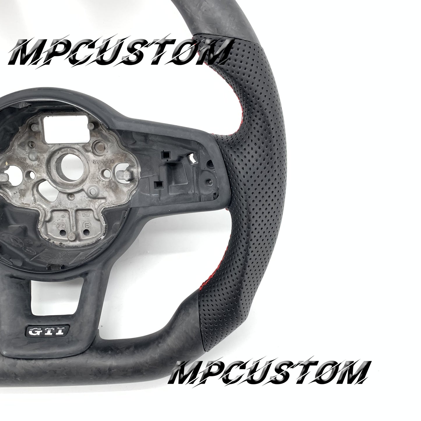 Mpcustom for Volkswagen MK7 2015-2019 carbon fiber steering wheel red stripe line and round top