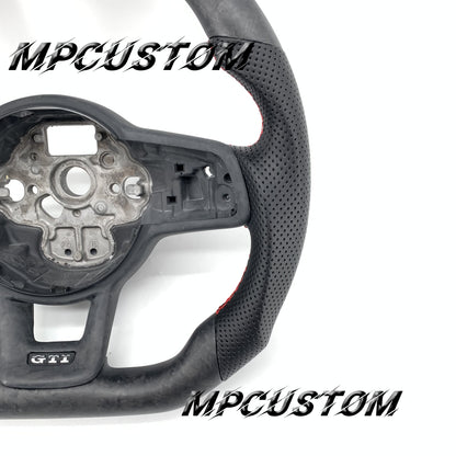 Mpcustom for Volkswagen MK7 2015-2019 carbon fiber steering wheel red stripe line and round top
