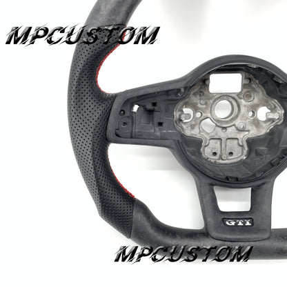 Mpcustom for Volkswagen MK7 2015-2019 carbon fiber steering wheel red stripe line and round top