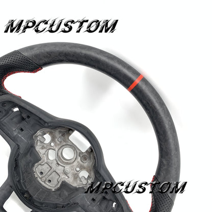 Mpcustom for Volkswagen MK7 2015-2019 carbon fiber steering wheel red stripe line and round top