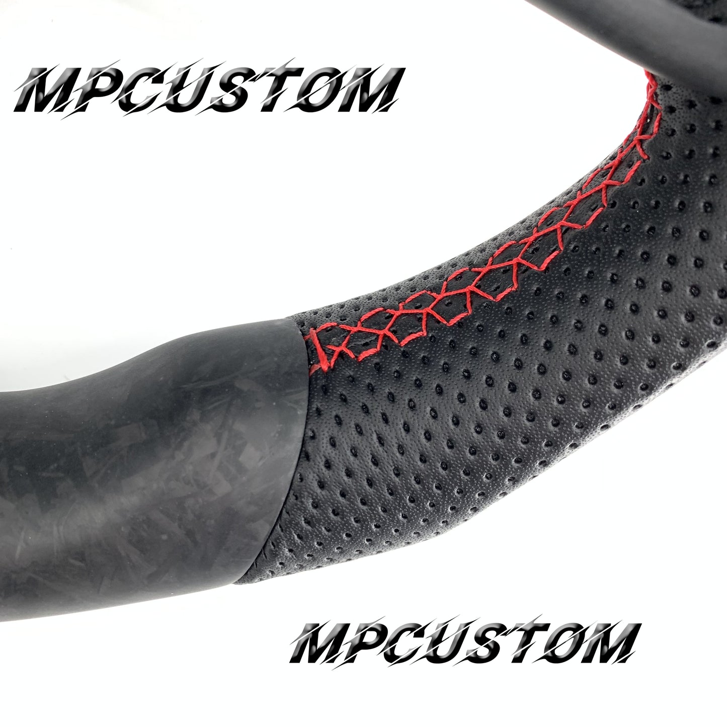 Mpcustom for Volkswagen MK7 2015-2019 carbon fiber steering wheel red stripe line and round top