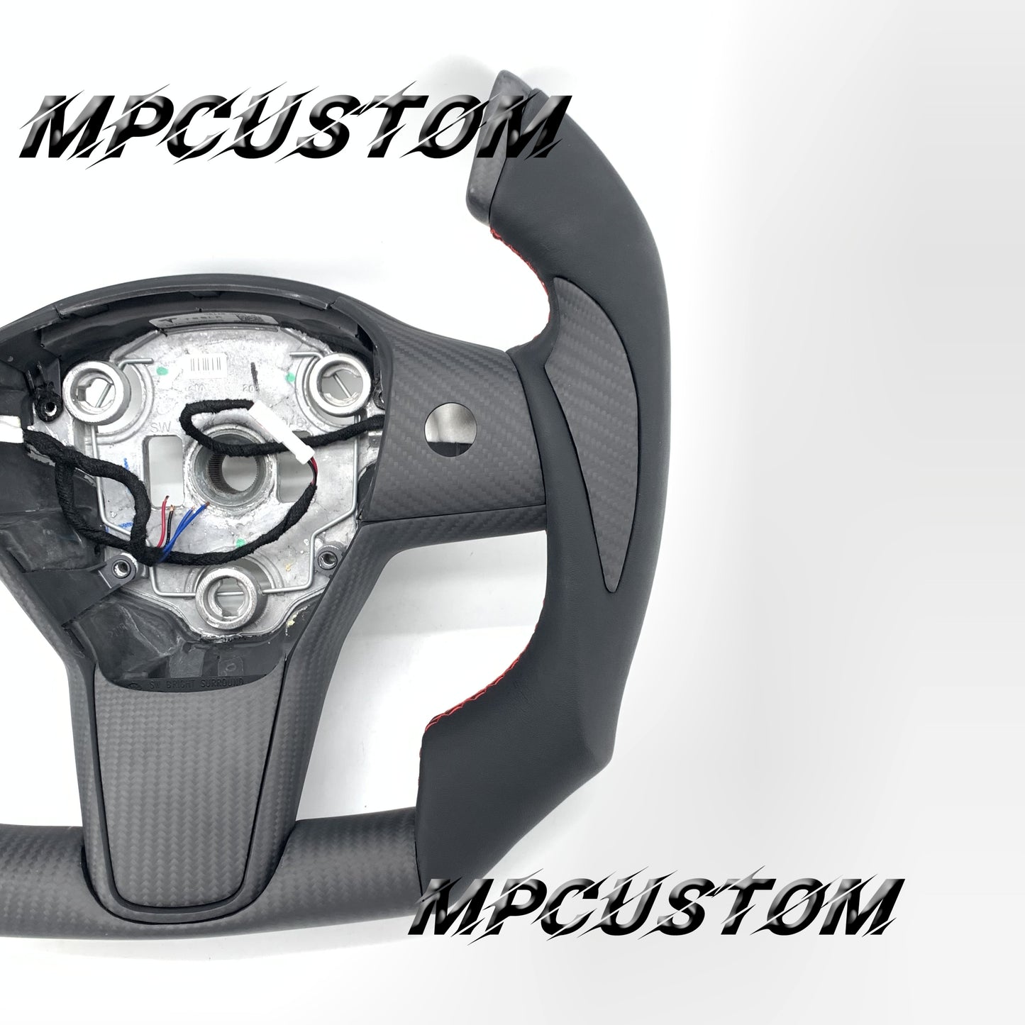 Mpcustom for Tesla model 3 Y carbon fiber steering wheel flat bottom