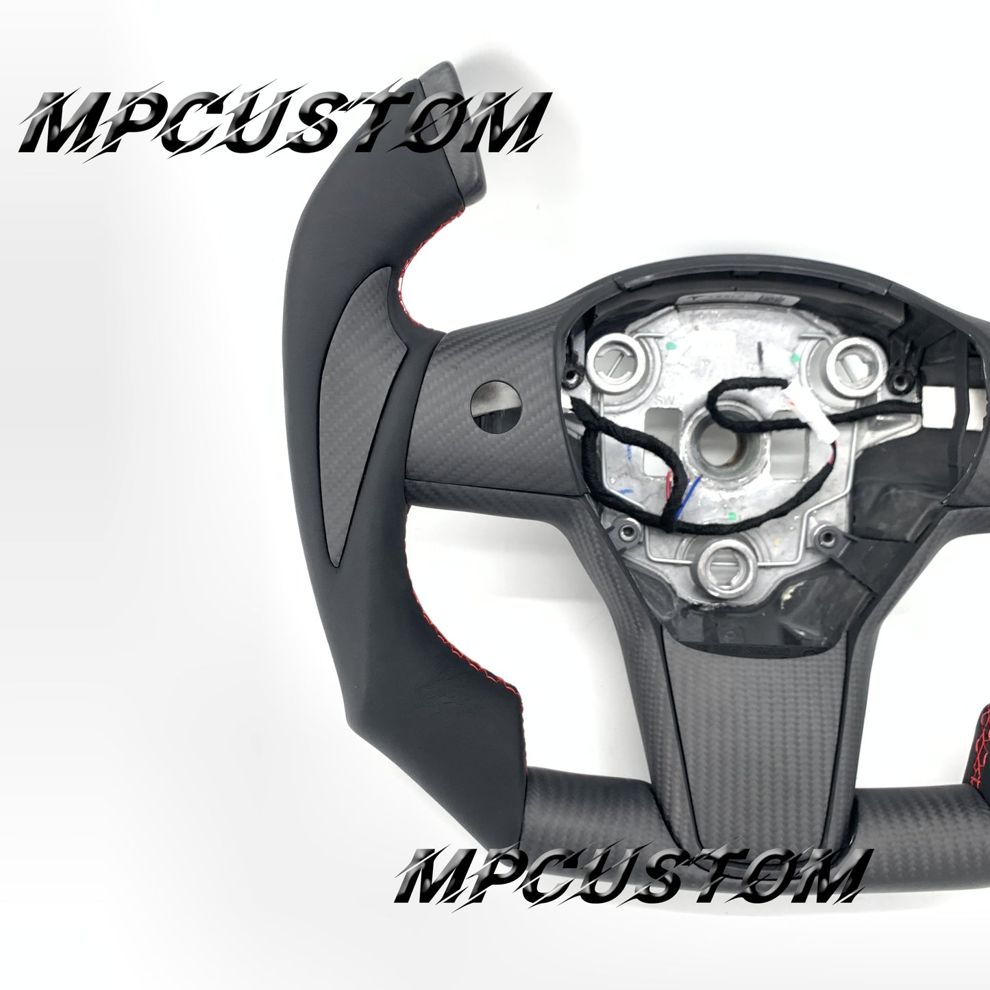 Mpcustom for Tesla model 3 Y carbon fiber steering wheel flat bottom