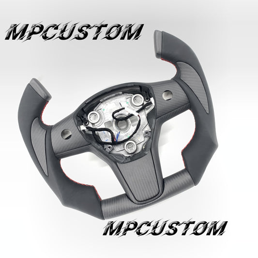 Mpcustom for Tesla model 3 Y carbon fiber steering wheel flat bottom
