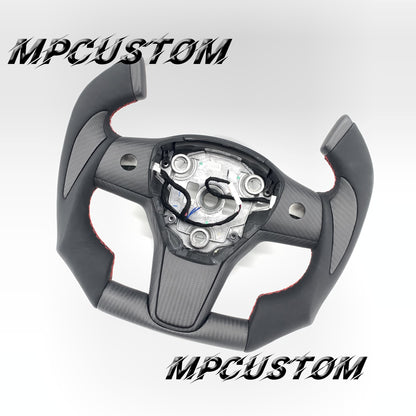 Mpcustom for Tesla model 3 Y carbon fiber steering wheel f1 shape and matte