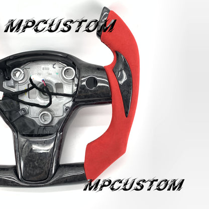 Mpcustom for Tesla model 3 Y carbon fiber steering wheel f1 and flat bottom