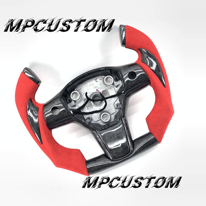 Mpcustom for Tesla model 3 Y carbon fiber steering wheel f1 shape