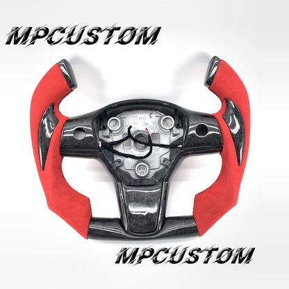 Mpcustom for Tesla model 3 Y carbon fiber steering wheel f1 and flat bottom