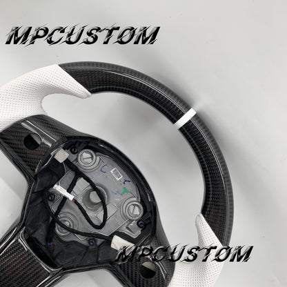Mpcustom for Tesla model 3 Y carbon fiber steering wheel white stripe line