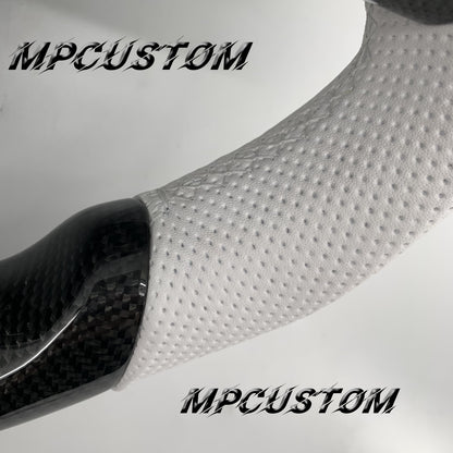 Mpcustom for Tesla model 3 Y carbon fiber steering wheel white stripe line