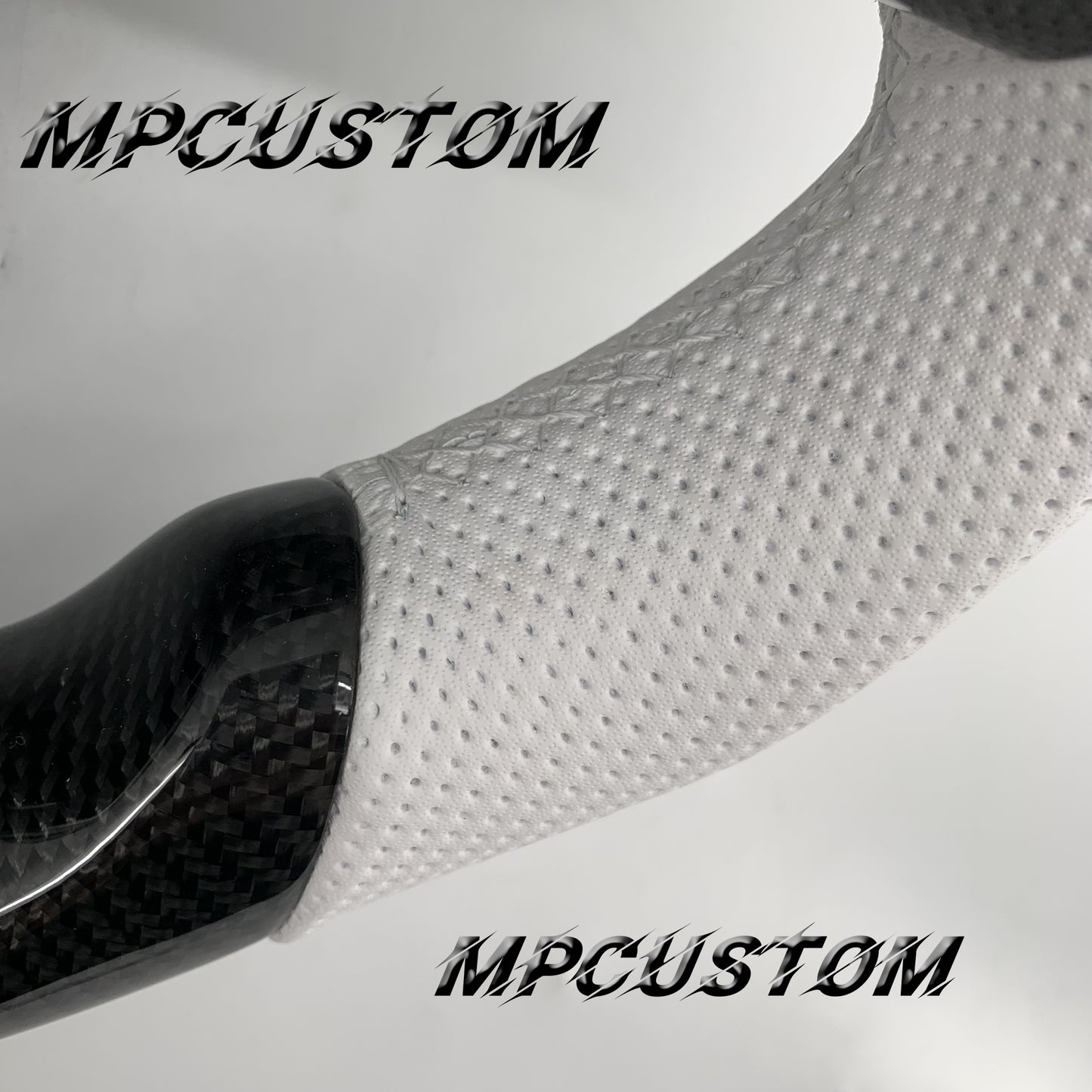 Mpcustom for Tesla model 3 Y carbon fiber steering wheel white stripe line and round top