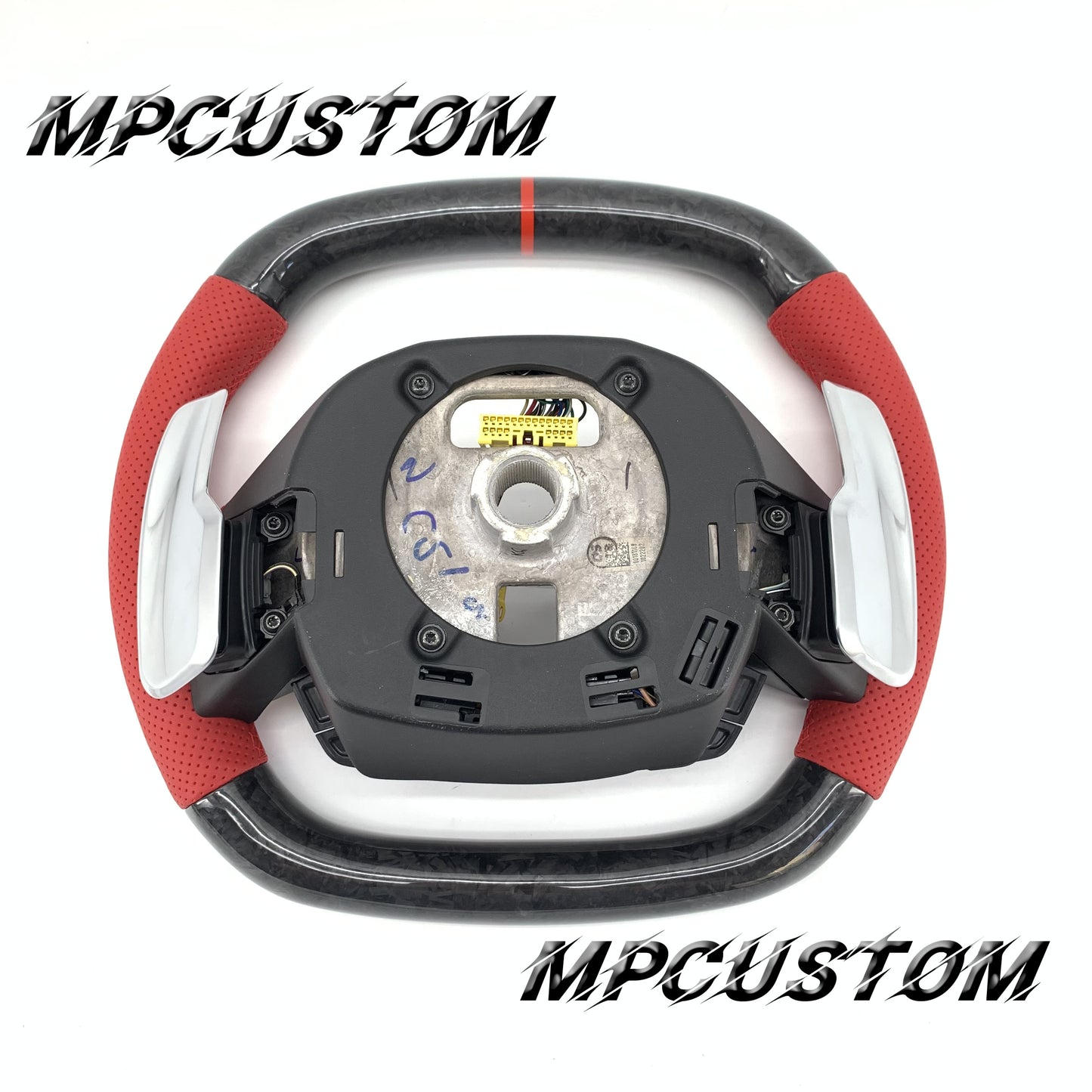 Mpcustom for Chevrolet Corvette C8 2020+ carbon fiber steering wheel red stripe line and gloss