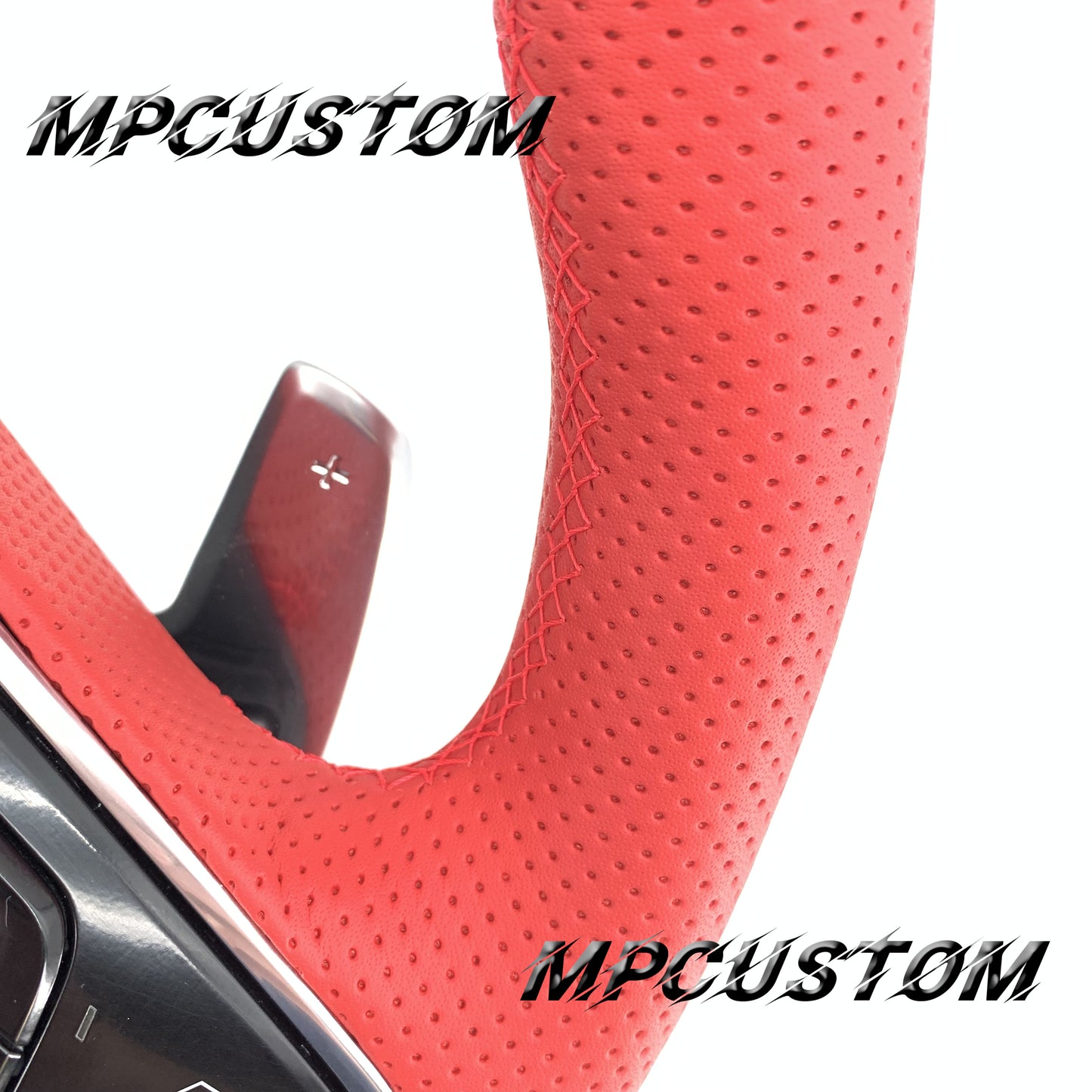 Mpcustom for Chevrolet Corvette C8 2020+ carbon fiber steering wheel red stripe line and gloss