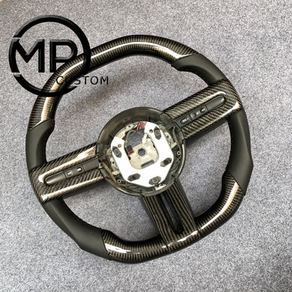 MPCUSTOM Fit For Ford mustang 2005-2009 carbon fiber steering wheel black smooth leather