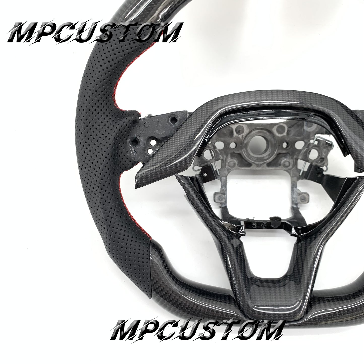 Mpcustom for Honda 10th gen Accord 2018-2022 carbon fiber steering wheel gloss and red stripe line