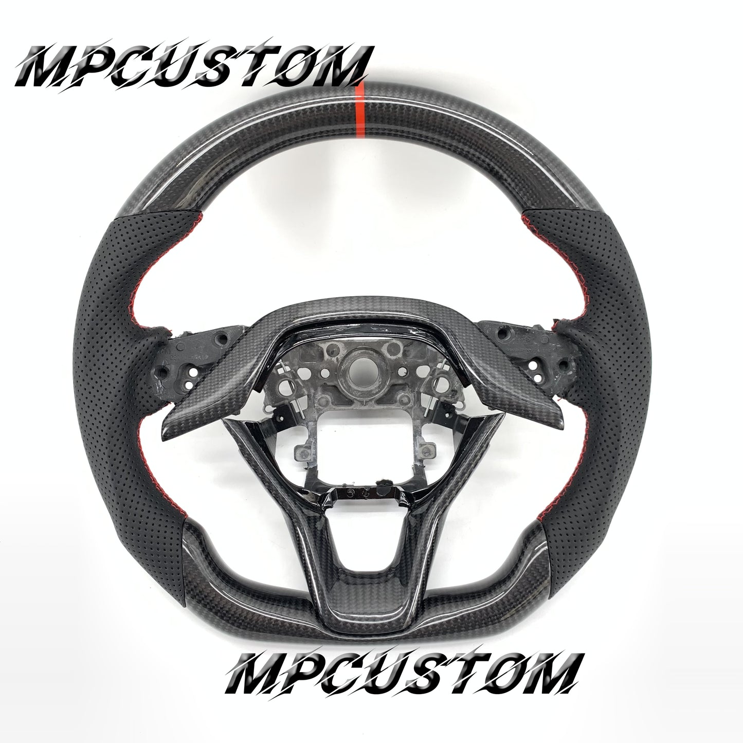 Mpcustom for Honda 10th gen Accord 2018-2022 carbon fiber steering wheel gloss and red stripe line