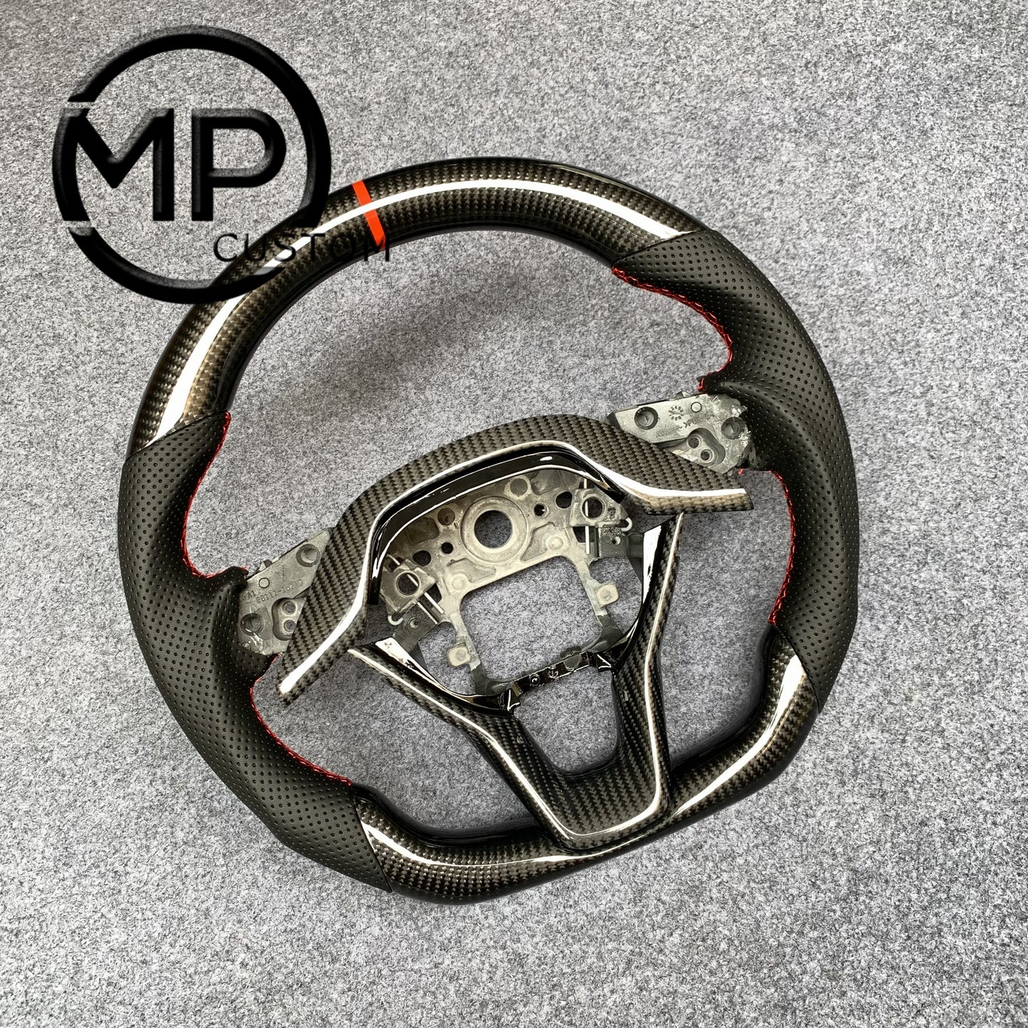 MPCUSTOM Fit For Honda 10th gen Accord/EXL EX LX 2018-2022/Insight 2019-2021 red carbon fiber steering wheel black perforated leather red center line